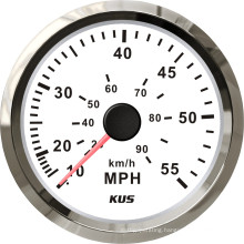 Speedometer Gauges 85mm Speedometer 0-55mph White Faceplate 316 Stainless Steel Bezel for The Boat Yacht Marine